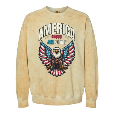 America Happy 4th Of July Patriotic Eagle Colorblast Crewneck Sweatshirt