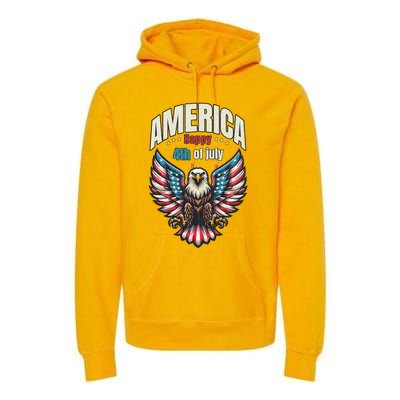 America Happy 4th Of July Patriotic Eagle Premium Hoodie