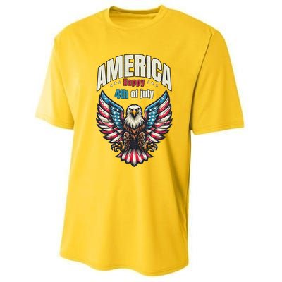 America Happy 4th Of July Patriotic Eagle Performance Sprint T-Shirt