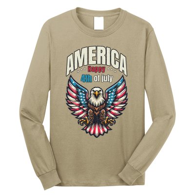 America Happy 4th Of July Patriotic Eagle Long Sleeve Shirt