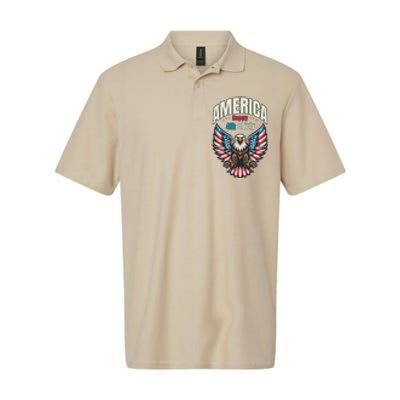 America Happy 4th Of July Patriotic Eagle Softstyle Adult Sport Polo