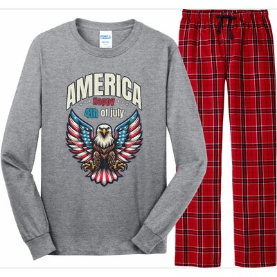 America Happy 4th Of July Patriotic Eagle Long Sleeve Pajama Set