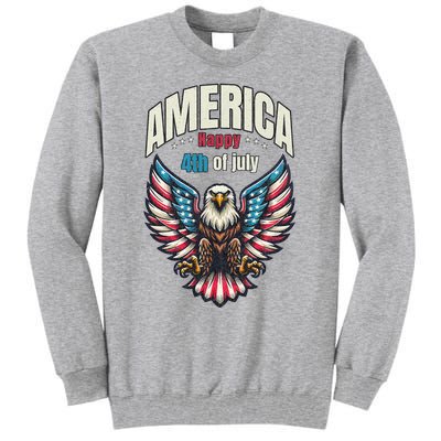 America Happy 4th Of July Patriotic Eagle Tall Sweatshirt