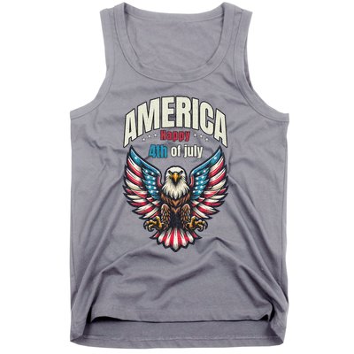 America Happy 4th Of July Patriotic Eagle Tank Top