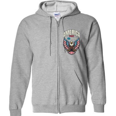 America Happy 4th Of July Patriotic Eagle Full Zip Hoodie