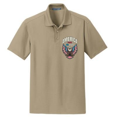 America Happy 4th Of July Patriotic Eagle Dry Zone Grid Polo