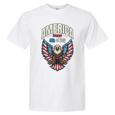 America Happy 4th Of July Patriotic Eagle Garment-Dyed Heavyweight T-Shirt