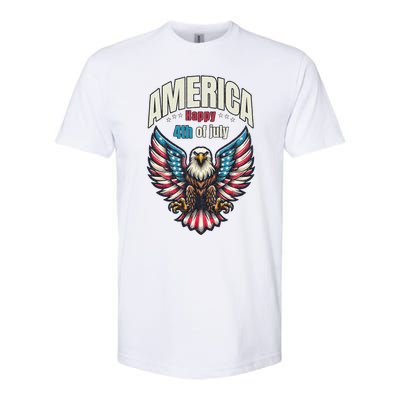 America Happy 4th Of July Patriotic Eagle Softstyle CVC T-Shirt