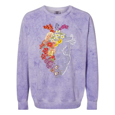 Anatomical Heart And Flowers Funny Nurse Gift For Graduation Colorblast Crewneck Sweatshirt