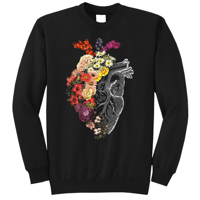 Anatomical Heart And Flowers Funny Nurse Gift For Graduation Sweatshirt