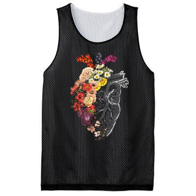 Anatomical Heart And Flowers Funny Nurse Gift For Graduation Mesh Reversible Basketball Jersey Tank