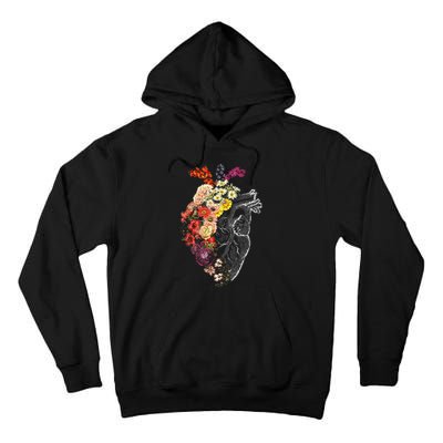 Anatomical Heart And Flowers Funny Nurse Gift For Graduation Tall Hoodie