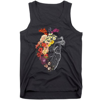 Anatomical Heart And Flowers Funny Nurse Gift For Graduation Tank Top