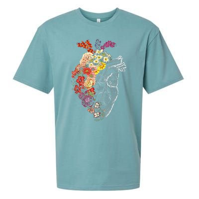 Anatomical Heart And Flowers Funny Nurse Gift For Graduation Sueded Cloud Jersey T-Shirt