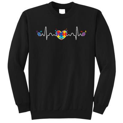 Autism Heartbeat Autistic Awareness Fighter Special Needs Tall Sweatshirt