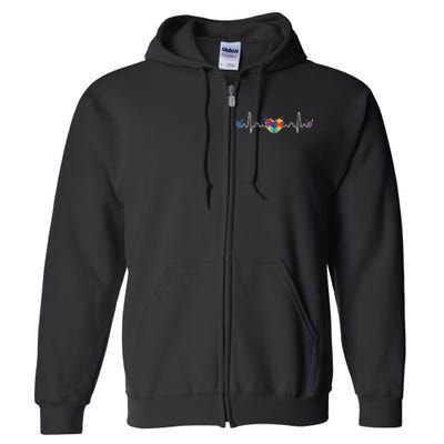 Autism Heartbeat Autistic Awareness Fighter Special Needs Full Zip Hoodie