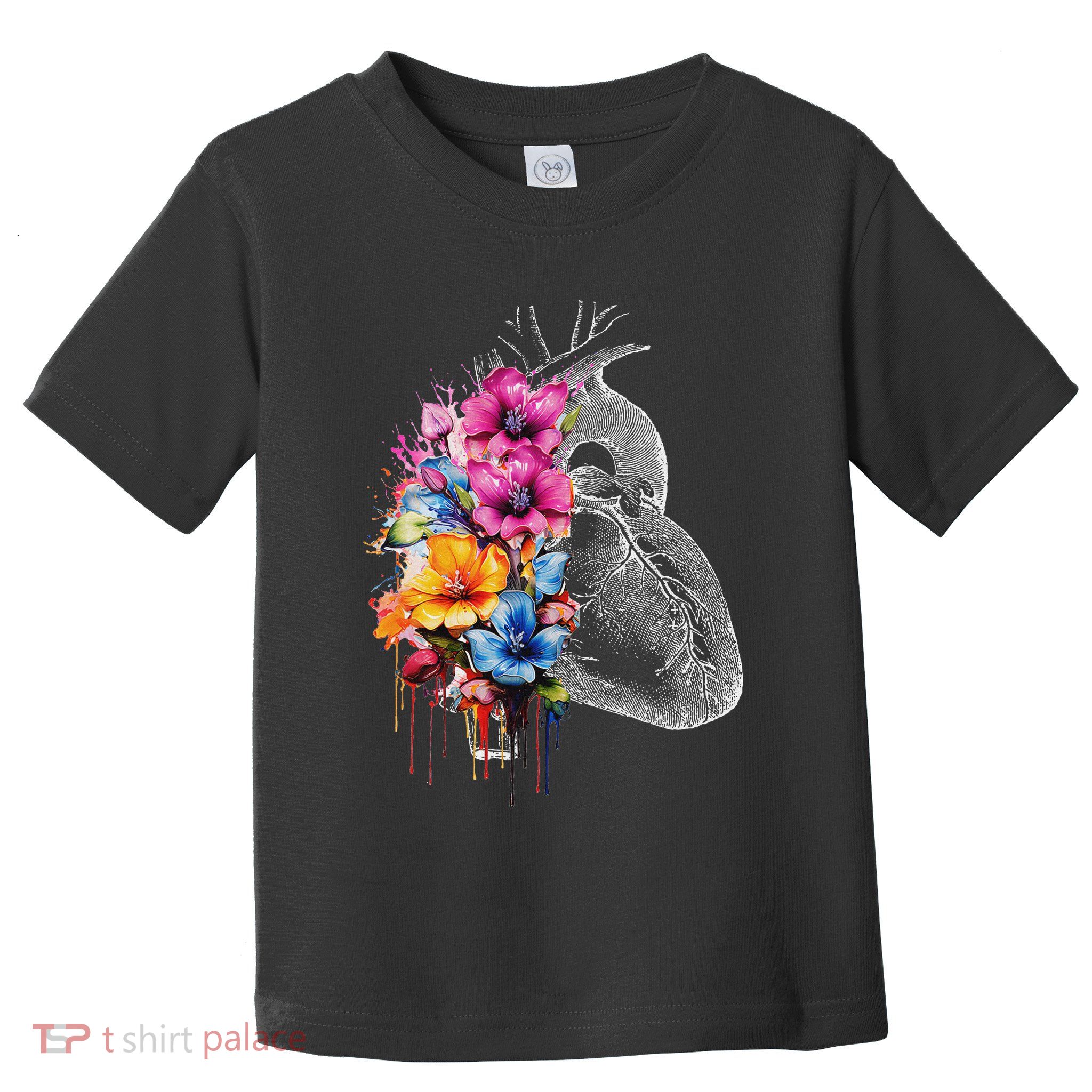 Anatomical Heart And Flowers Love Family Surgery Survivor Toddler T-Shirt