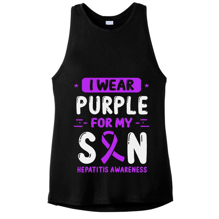 Autoimmune Hepatitis Awareness Son Purple Ribbon Children Ladies PosiCharge Tri-Blend Wicking Tank