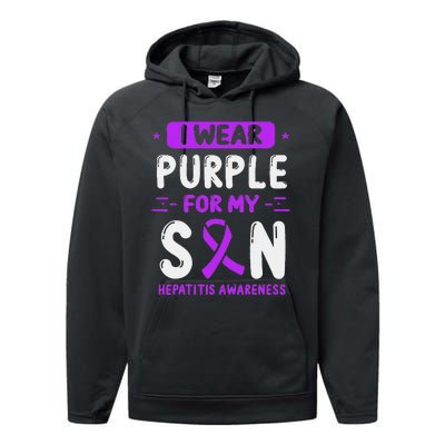 Autoimmune Hepatitis Awareness Son Purple Ribbon Children Performance Fleece Hoodie