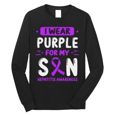 Autoimmune Hepatitis Awareness Son Purple Ribbon Children Long Sleeve Shirt