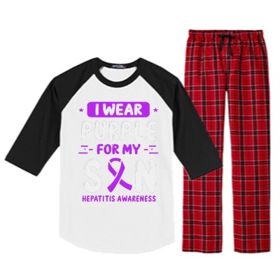 Autoimmune Hepatitis Awareness Son Purple Ribbon Children Raglan Sleeve Pajama Set