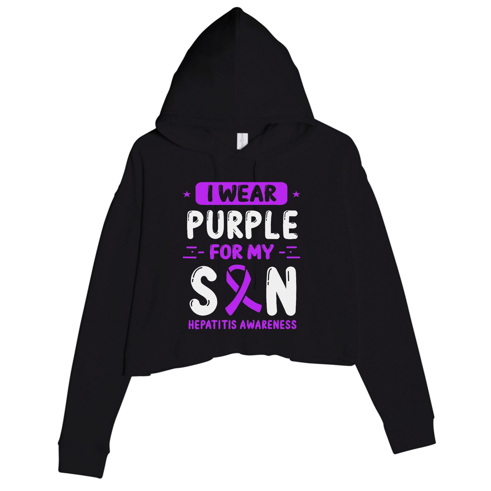 Autoimmune Hepatitis Awareness Son Purple Ribbon Children Crop Fleece Hoodie