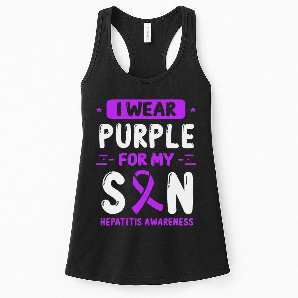 Autoimmune Hepatitis Awareness Son Purple Ribbon Children Womens Tank Top