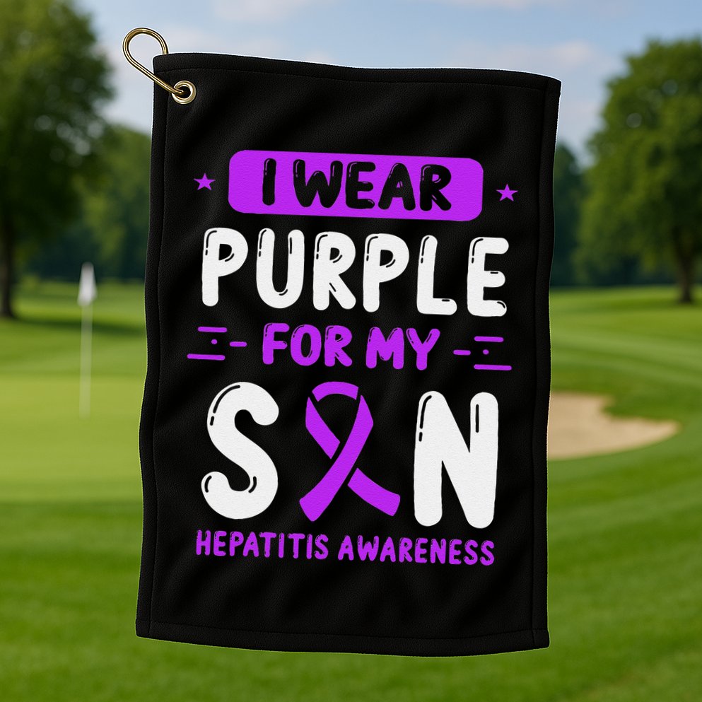 Autoimmune Hepatitis Awareness Son Purple Ribbon Children Golf Towel