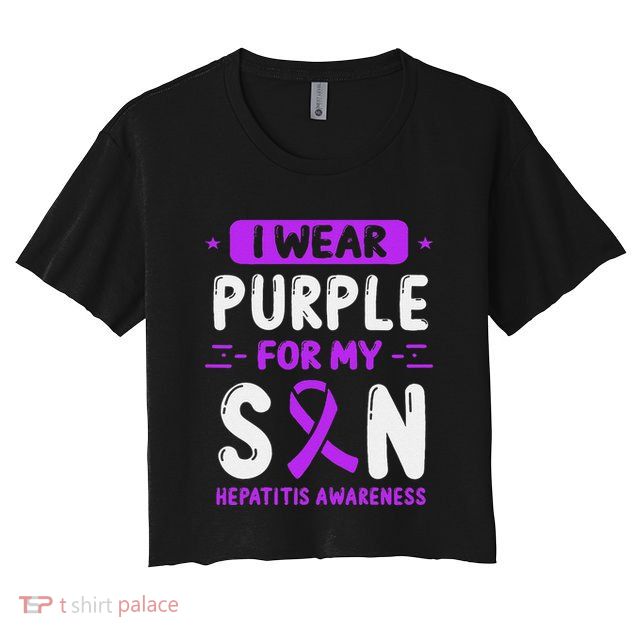 Autoimmune Hepatitis Awareness Son Purple Ribbon Children Crop Top
