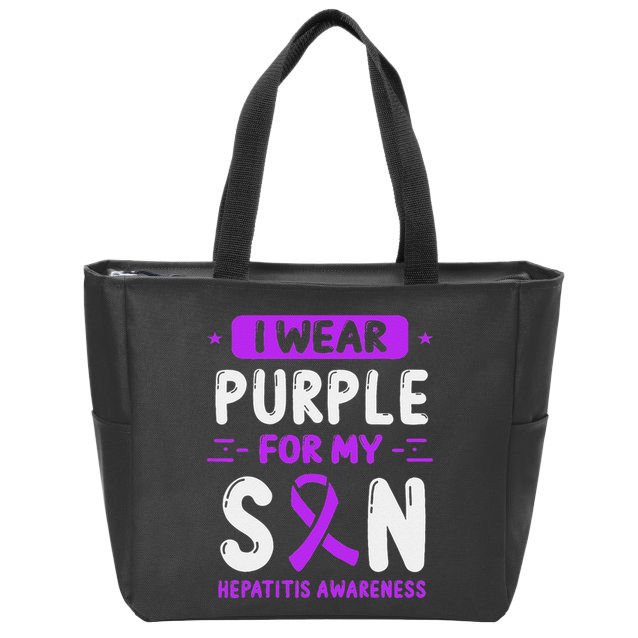 Autoimmune Hepatitis Awareness Son Purple Ribbon Children Zip Tote Bag