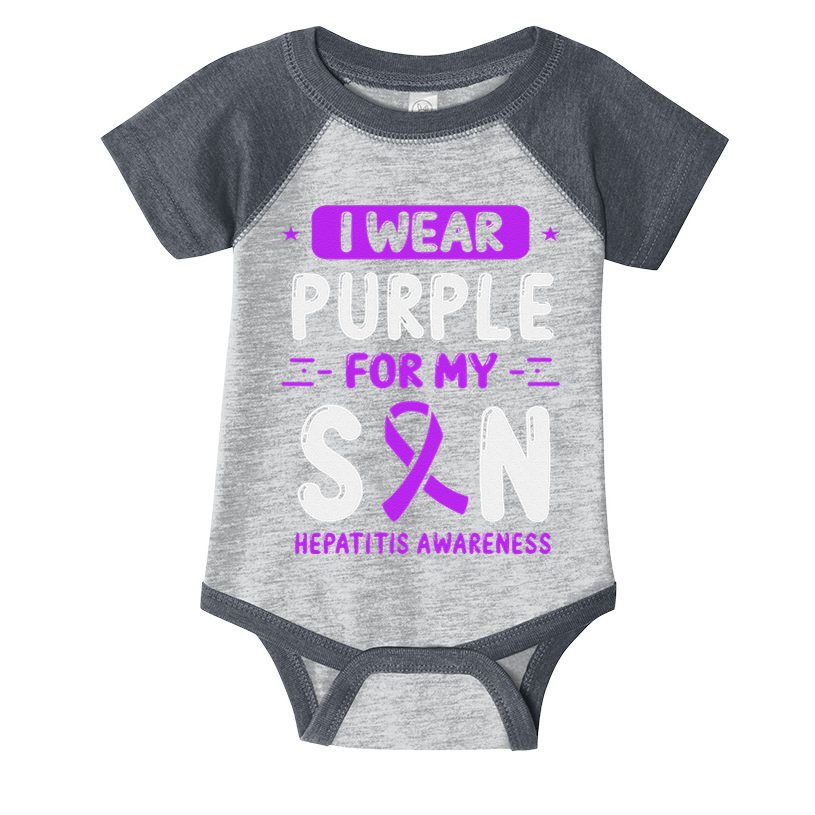 Autoimmune Hepatitis Awareness Son Purple Ribbon Children Infant Baby Jersey Bodysuit