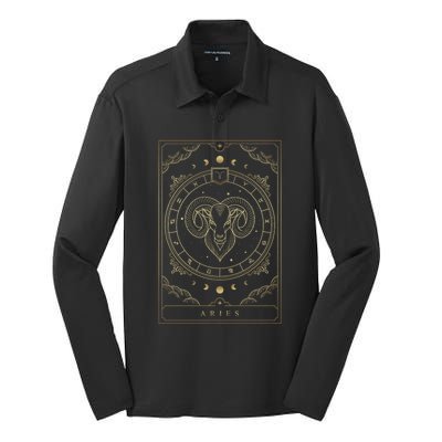 Aries Horoscope And Zodiac Constellation Symbol Silk Touch Performance Long Sleeve Polo