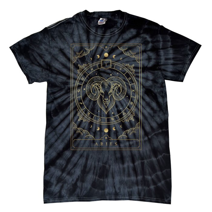 Aries Horoscope And Zodiac Constellation Symbol Tie-Dye T-Shirt