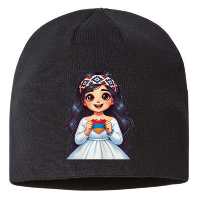 Armenian Holding Armenian Flag Colored Heart Sustainable Beanie