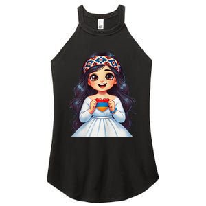 Armenian Holding Armenian Flag Colored Heart Women's Perfect Tri Rocker Tank