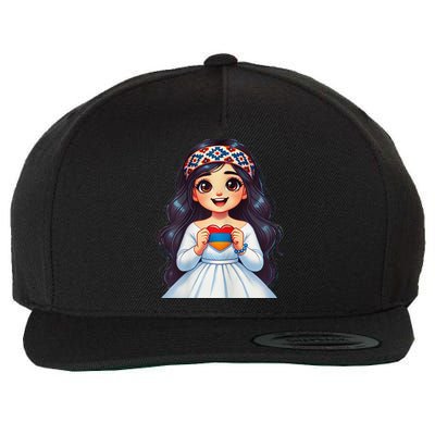 Armenian Holding Armenian Flag Colored Heart Wool Snapback Cap