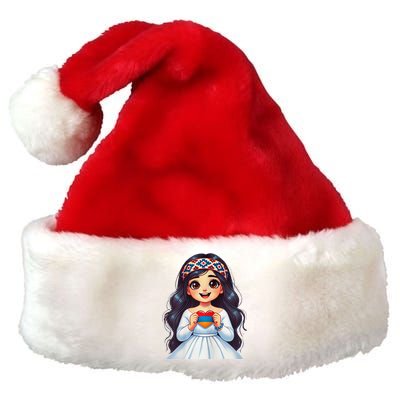 Armenian Holding Armenian Flag Colored Heart Premium Christmas Santa Hat