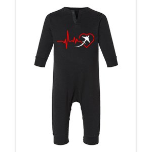 Airplane Heartbeat Airplane Pilot Gift Gift Infant Fleece One Piece