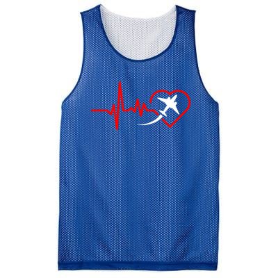 Airplane Heartbeat Airplane Pilot Gift Gift Mesh Reversible Basketball Jersey Tank