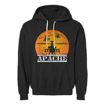 Apache Helicopter AH64 Attack Helicopters Pilot Sunset Garment-Dyed Fleece Hoodie