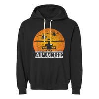 Apache Helicopter AH64 Attack Helicopters Pilot Sunset Garment-Dyed Fleece Hoodie