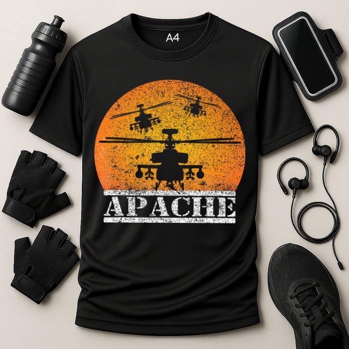 Apache Helicopter AH64 Attack Helicopters Pilot Sunset Performance Shirt