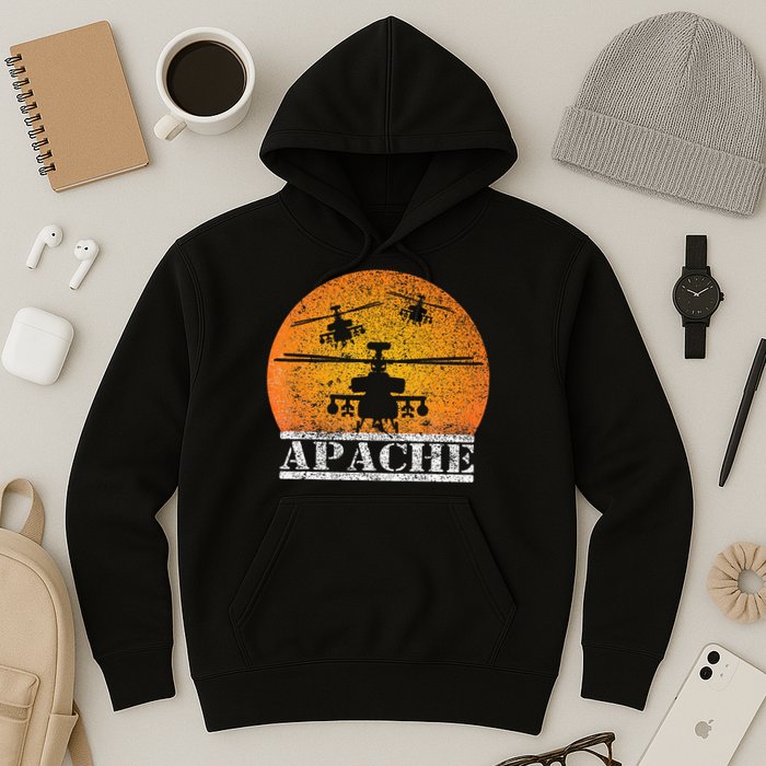 Apache Helicopter AH64 Attack Helicopters Pilot Sunset Hoodie
