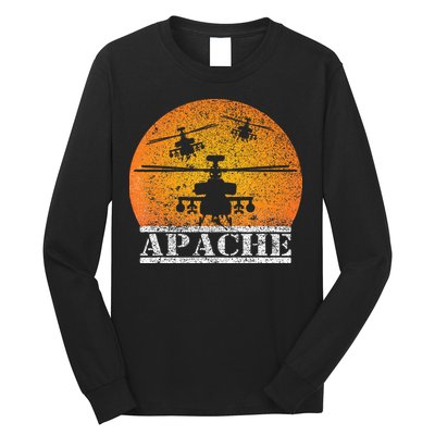 Apache Helicopter AH64 Attack Helicopters Pilot Sunset Long Sleeve Shirt