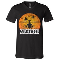 Apache Helicopter AH64 Attack Helicopters Pilot Sunset V-Neck T-Shirt