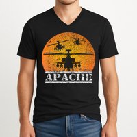 Apache Helicopter AH64 Attack Helicopters Pilot Sunset V-Neck T-Shirt