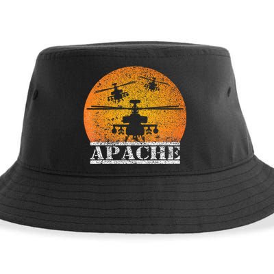 Apache Helicopter AH64 Attack Helicopters Pilot Sunset Sustainable Bucket Hat
