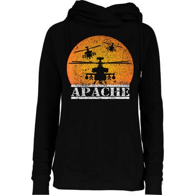 Apache Helicopter AH64 Attack Helicopters Pilot Sunset Womens Funnel Neck Pullover Hood