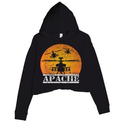 Apache Helicopter AH64 Attack Helicopters Pilot Sunset Crop Fleece Hoodie