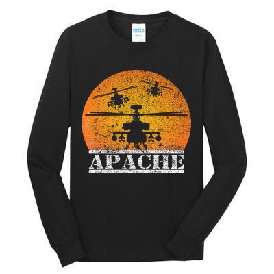 Apache Helicopter AH64 Attack Helicopters Pilot Sunset Tall Long Sleeve T-Shirt